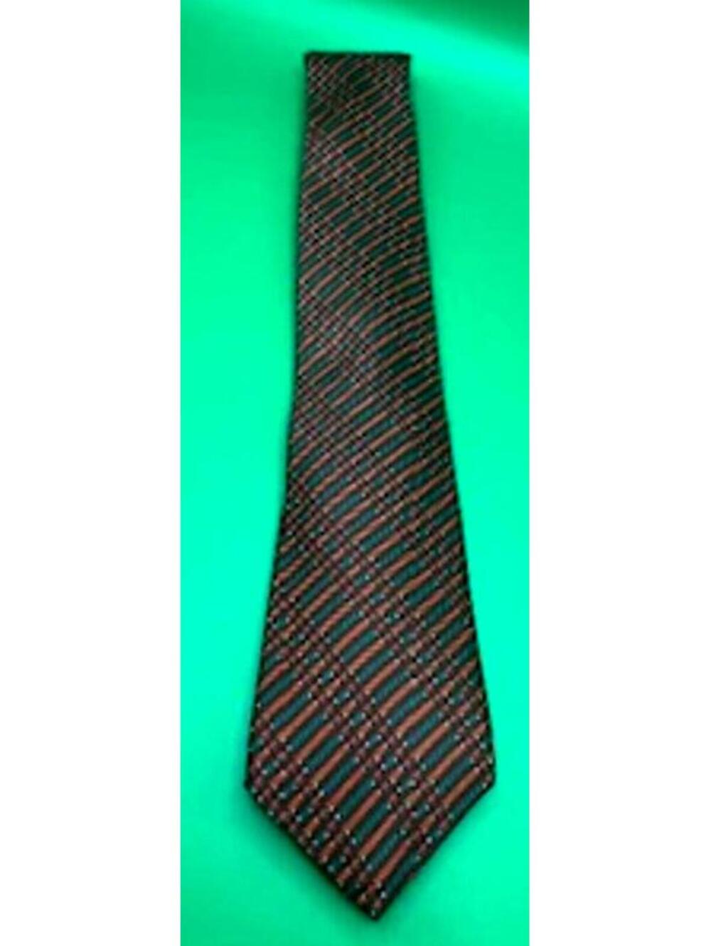 Vintage Yves Saint Laurent Men's Silk Tie Blue/Brown Patterned